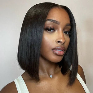 10 Inches 4x4 Lace Closure Bob Wig Human Hair Wigs Pre Plucked Straight Short Wig - edmundhair.com