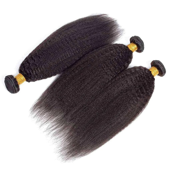 Kinky Straight Hair 3 Bundles 9A Human Hair Natural Color Remy Hair