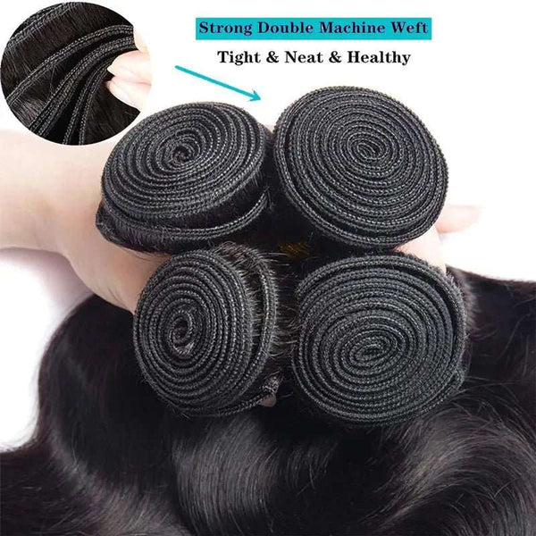 10A Body Wave Hair 4 Bundles With Closure Natural Color - edmundhair.com