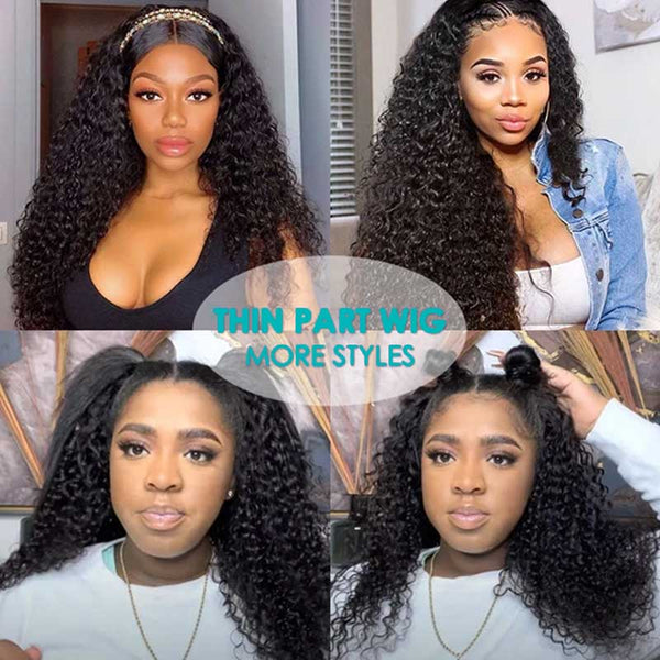 10A Glueless V Part Wig Beginner Friendly Natural Scalp Thick Curl Human Hair Upgrade U part Wig - edmundhair.com