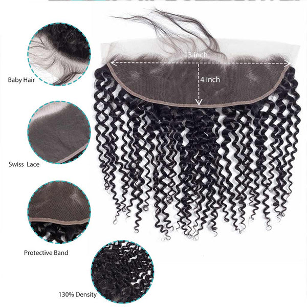 10A Kinky Curly Brazilian Hair 3 Bundles With Frontal Human Hair - edmundhair.com