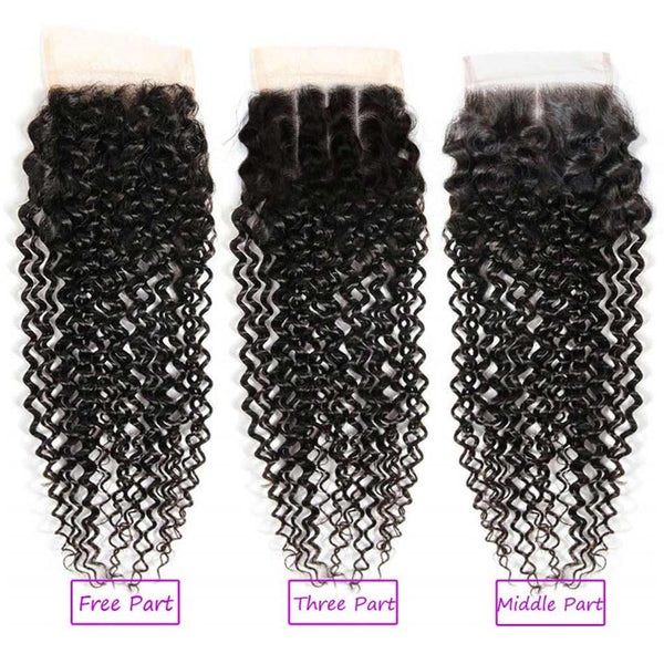 10A Kinky Curly Hair 4 Bundles With Closure Brazilian Hair Natural Color - edmundhair.com