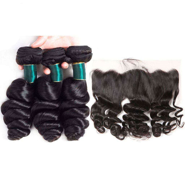 10A Loose Wave Virgin Hair 3 Bundles With Frontal Human Hair - edmundhair.com