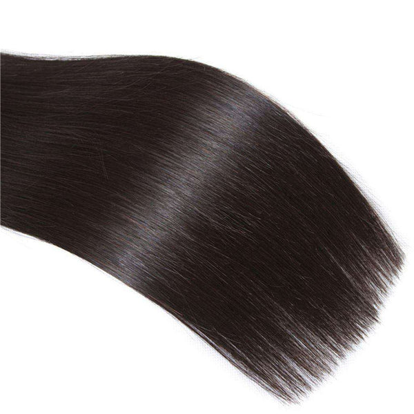 10A Straight Hair 4 Bundles With Closure Natural Color Brazilian Virgin Hair - edmundhair.com