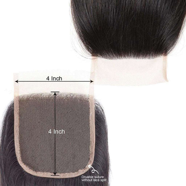 10A Straight Thick& Soft Brazilian Human Hair Bundles with Closure Virgin Hair Natural Color - edmundhair.com