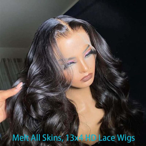 Flash Sale Body Wave 13*4 & 4*4 &13*6 Full HD Transparent Lace Frontal Human Hair Wigs Natural Color 10A Hair