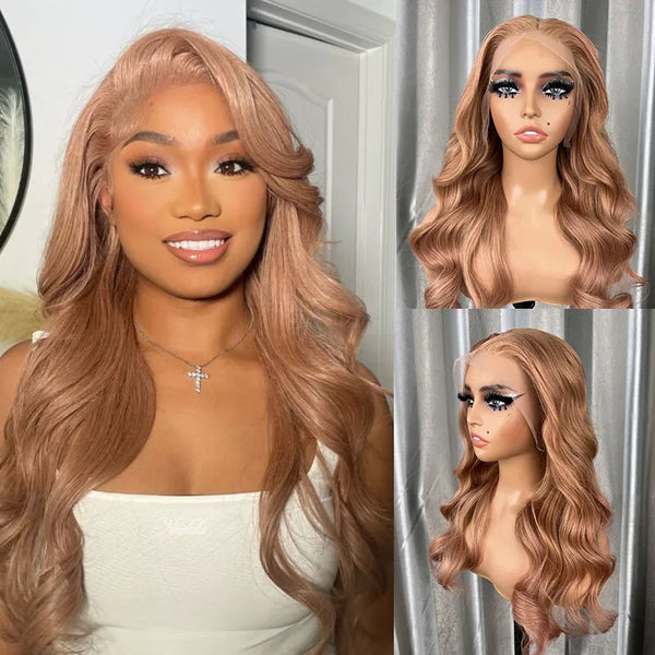 Light Flaxen Brown Color 13x4 Lace Front Body Wave Wig