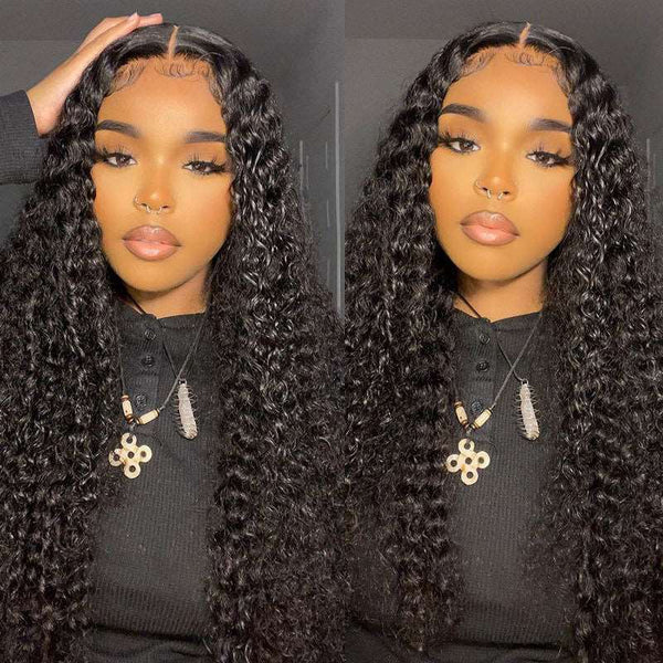 20" Water Wave / Deep Wave 4x4 Transparent Lace Closure Wig 100% Human Hair - edmundhair.com