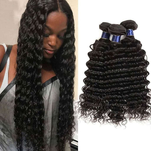 3 Bundles 10A Deep Wave Human Hair Bundles Natural Color - edmundhair.com