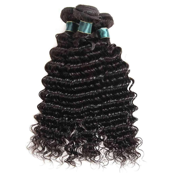 3 Bundles 9A Deep Wave Human Hair Bundles Brazilian Virgin Hair Natural Color - edmundhair.com