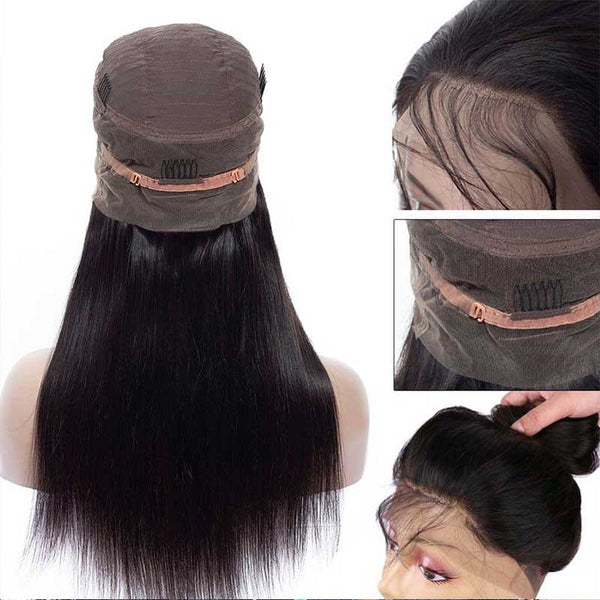 Pre-Plucked 360 Lace Frontal Wig HD Transparent Lace Straight Human Hair Wig