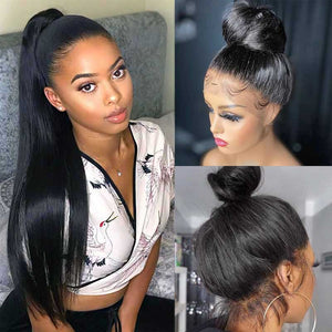 360 Lace Frontal Wig Hd Transparent Lace Straight Brazilian Human Hair 10A Hair Pre - Plucked With Baby Hair - edmundhair.com