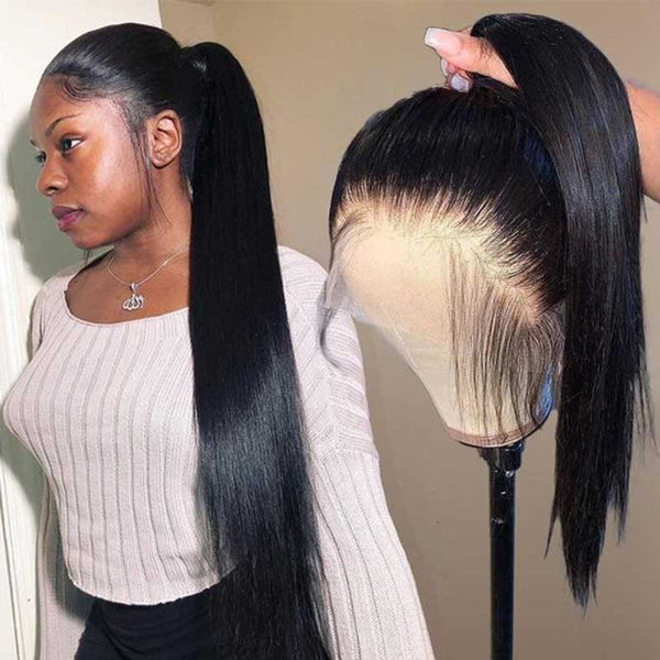 360 Lace Frontal Wig Hd Transparent Lace Straight Brazilian Human Hair 10A Hair Pre - Plucked With Baby Hair - edmundhair.com