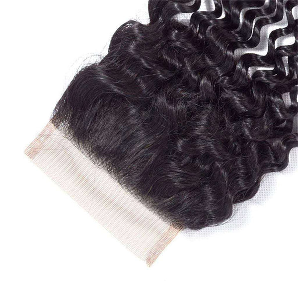 Afro Kinky Curly Hair 3 Bundles with Closure 10A Brazilian Human Hair Natural Color