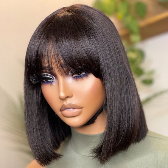 3x1 True Scalp Lace Glueless Bob Wig With Bangs - edmundhair.com