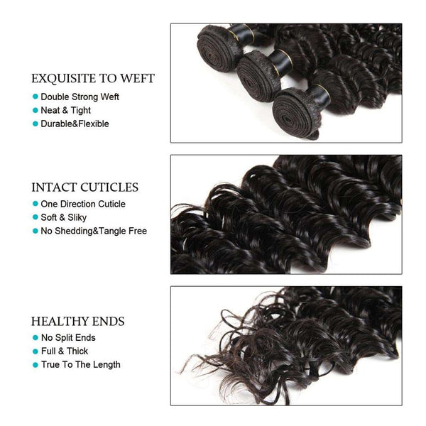 4 Bundles 10A Deep Wave Human Hair Bundles Natural Color - edmundhair.com