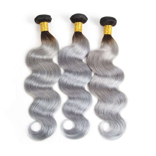 4 Bundles Grey Ombre Hair Body Wave Brazilian Human Hair Bundles - edmundhair.com