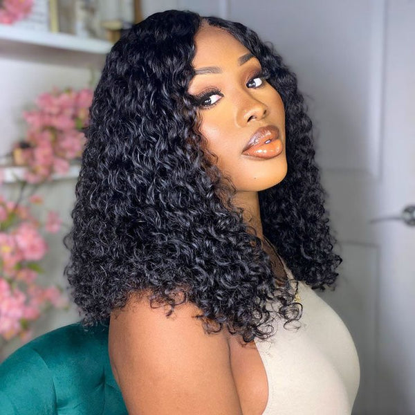 BOGO SALE: $139=Natural Color 16'' Straight Glueless 4x4 Closure Wig+12''BOB  Kinky Curly 4x4 Glueless Wig