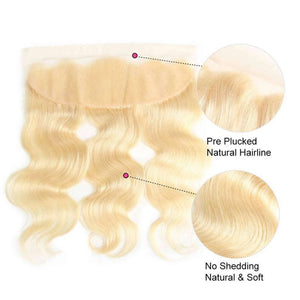 613 Blonde Body Wave Hair Lace Frontal Closure 13x4Inchs 100% Human Hair - edmundhair.com