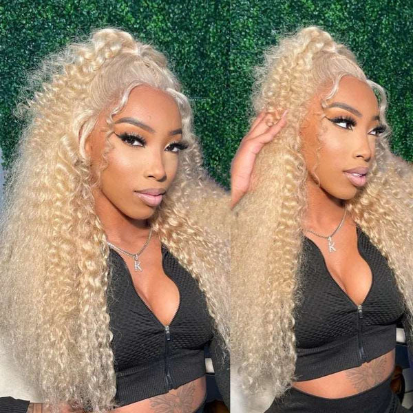 613 Blonde Deep Wave 13x4 Lace Front Wig Transparent HD Lace Human Hair - edmundhair.com