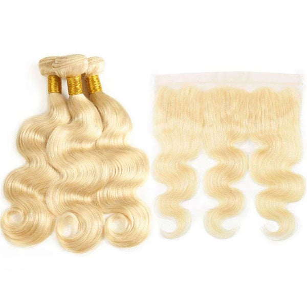 613 Honey Blonde Brazilian Body Wave Hair 3 Bundles With Frontal Human Hair - edmundhair.com