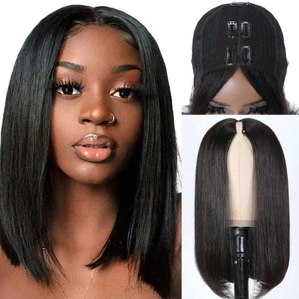 Flash Sale 0 Skill Needed V Part Glueless Wig Short Bob Human Hair