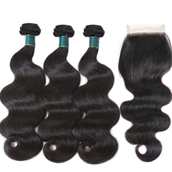 9A Body Wave Virgin Hair 3 Bundles with Closure Natural Color Malaysian Hair - edmundhair.com