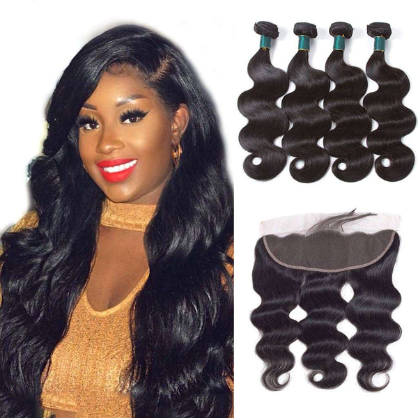 9A Brazilian Body Wave Hair 4 Bundles With Lace Frontal Human Hair - edmundhair.com