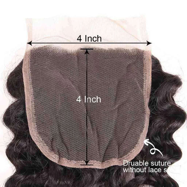 9A Deep Wave Virgin Hair 3 Bundles with Closure Natural Color Brazilian Hair - edmundhair.com