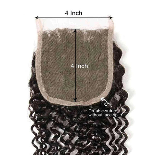 9A Jerry Curly 3 Bundles with Lace Closure Natural Color Purvian Virgin Hair - edmundhair.com