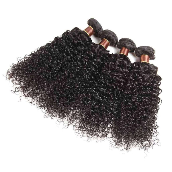 9A Jerry Curly 3 Bundles with Lace Closure Natural Color Purvian Virgin Hair - edmundhair.com