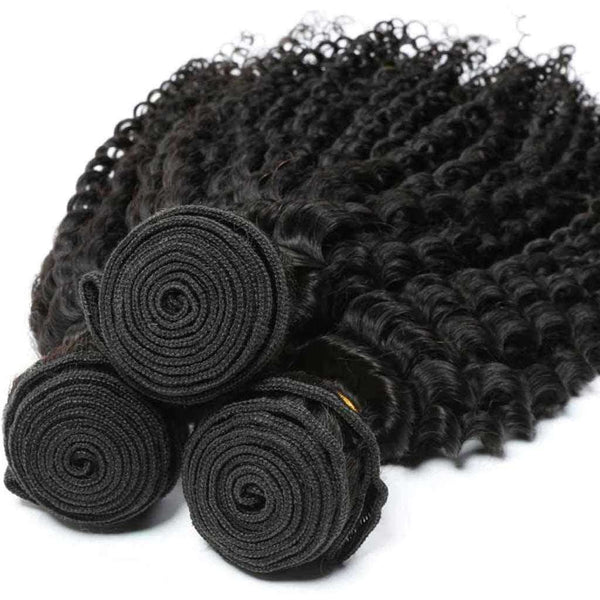 9A Kinky Curly Hair 3 Bundles with Closure Human Hair Natural Color - edmundhair.com