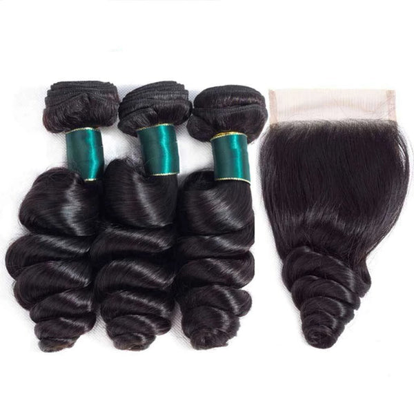 9A Loose Wave Virgin Hair 2/3 Bundles with Closure Natural Color Indian Hair - edmundhair.com