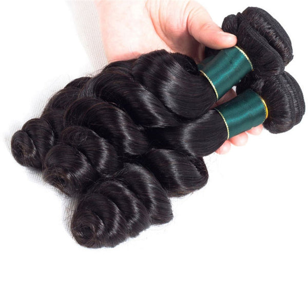 9A Loose Wave Virgin Hair 3 Bundles with Closure Natural Color Brazilian Hair - edmundhair.com