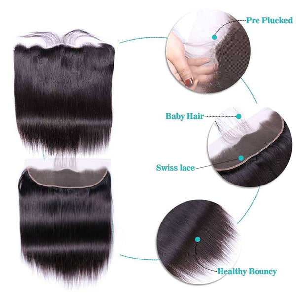 9A Peruvian Straight Hair 4 Bundles With Lace Frontal Human Hair - edmundhair.com