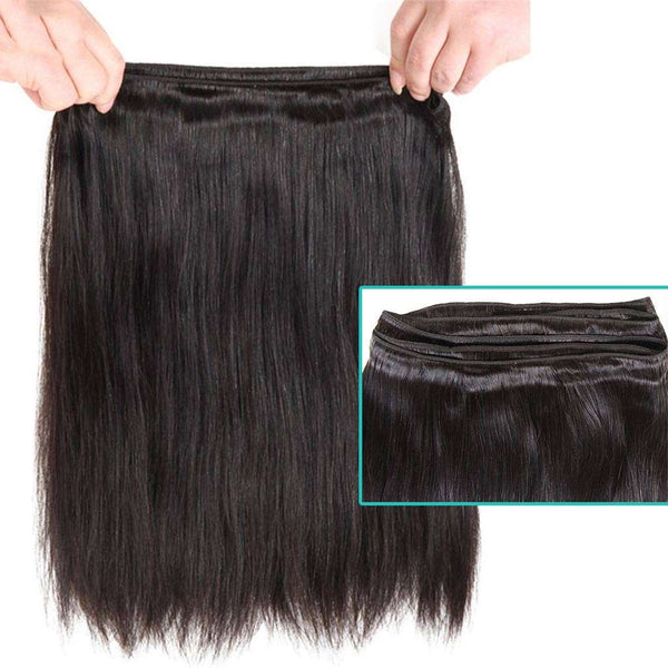 9A Straight Soft Brazilian Virgin Hair 3 Bundles with Closure Natural Color - edmundhair.com