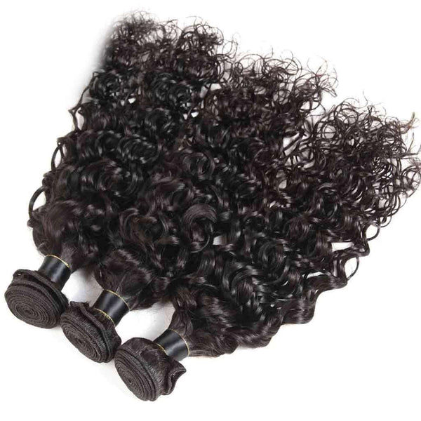 9A Water Wave Virgin Hair 3 Bundles with Closure Natural Color Brazilian Hair - edmundhair.com