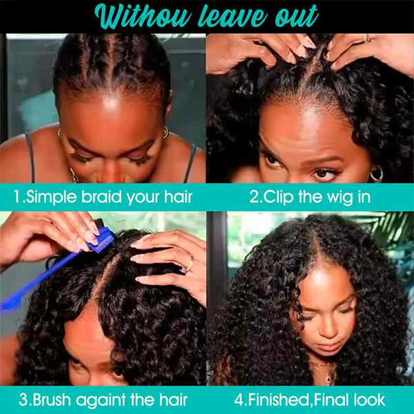 Beginner Friendly Natural Scalp Curly Human Hair Upgrade Thin Part Wig Without Leave out