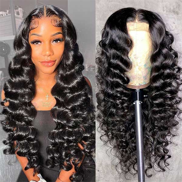 Loose Deep Wave Natural Black Hair 13x6 HD Lace Frontal Wig