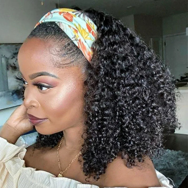 Flash Sale Curly Virgin Hair Glueless Headband Wig Natural Color