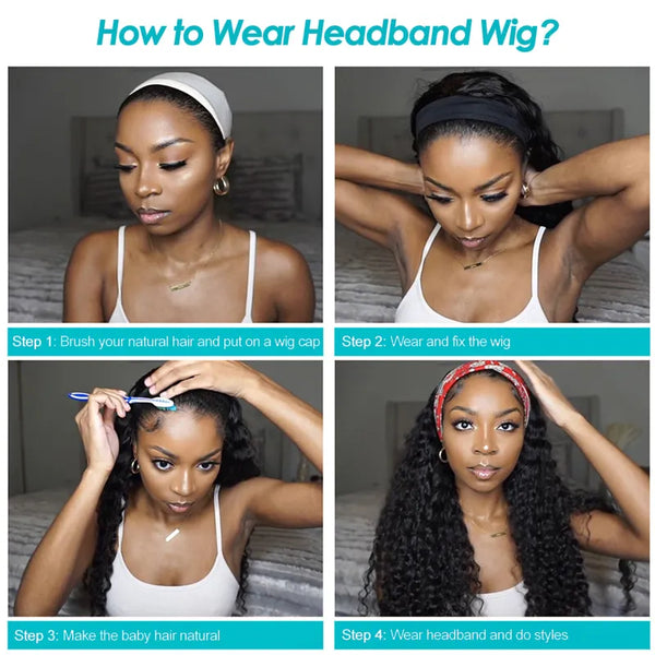 Flash Sale Curly Virgin Hair Glueless Headband Wig Natural Color