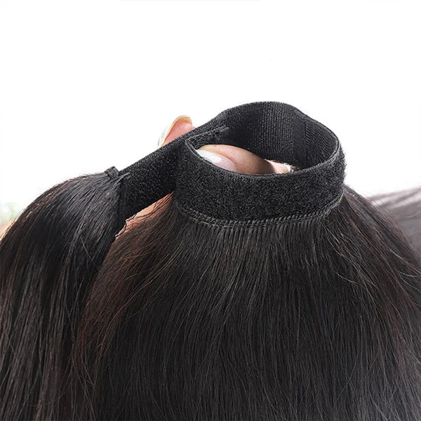 Wrapped Ponytail Extension Yaki Straight for Black Women Natural Texture Everyday Hair