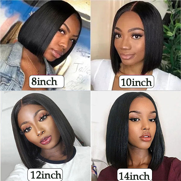 Glueless Straight Bob V Part Wig Beginner Friendly Natural Scalp Thick Human Hair