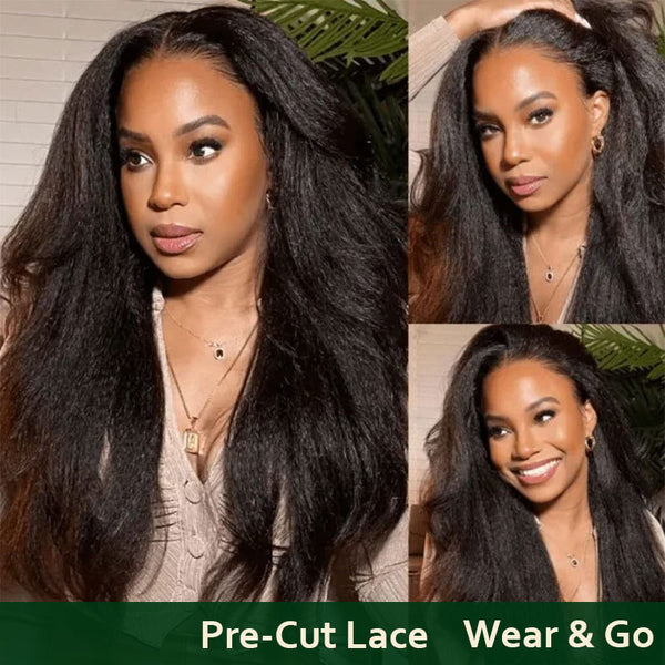 Flash Sale 4C Edges Hairline Kinky Straight 6x4.5 Pre-Cut Lace & 4x4/13x4/13x6 HD Transparent Lace Front Wig With Baby Hair