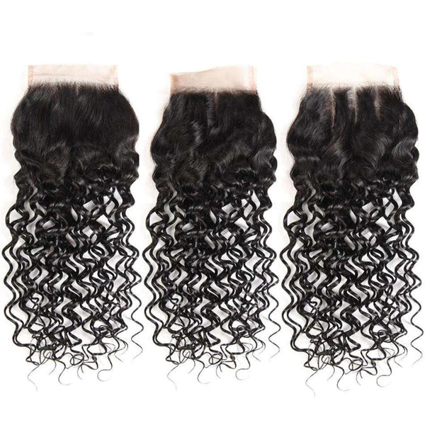 Water Wave Hair 4x4Inchs Lace Closure Natural Color 100% Human Hair