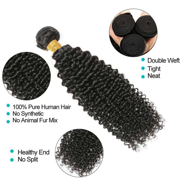 Afro Kinky Curly Hair 3 Bundles 10A Brazilian Human Hair Natural Color - edmundhair.com