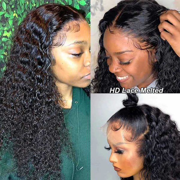 Flash Sale 13x4 & 4x4 & 13x6 Full HD Transparent  lace Front Wig Deep Wave Human Hair