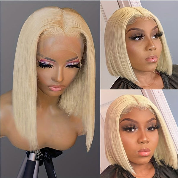 Blonde Bob Transparent Lace Wig Straight Brazilian Human Hair