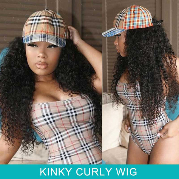 Baseball Cap Wig 10A Human Hair Natural Color Buy 1 Get 1 Baseball Cap