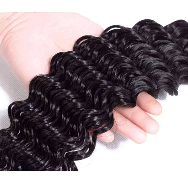 Deep Wave Hair Bundles 9A Brazilian Human Hair Natural Color